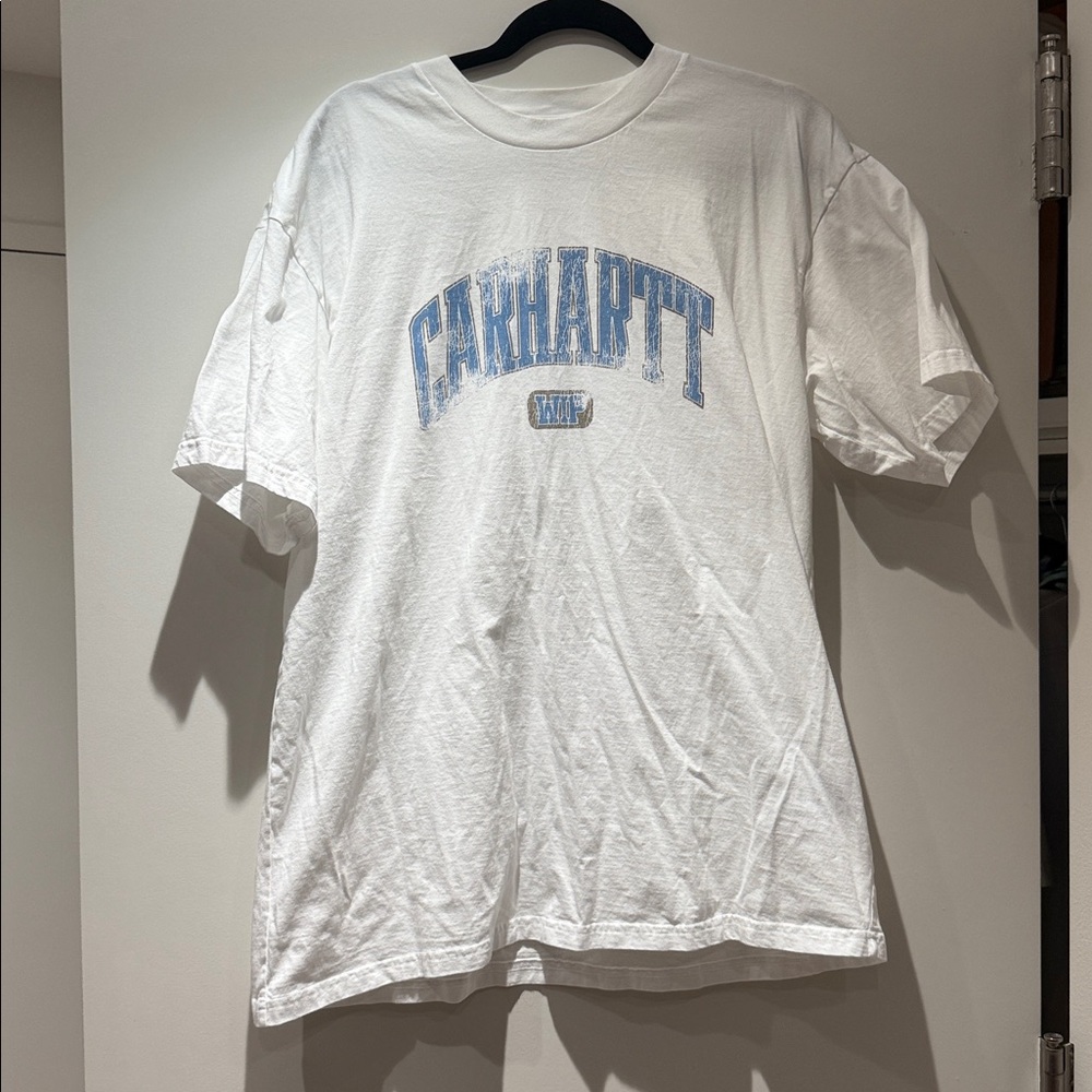 Carhartt White Tee with Light Blue Graphic